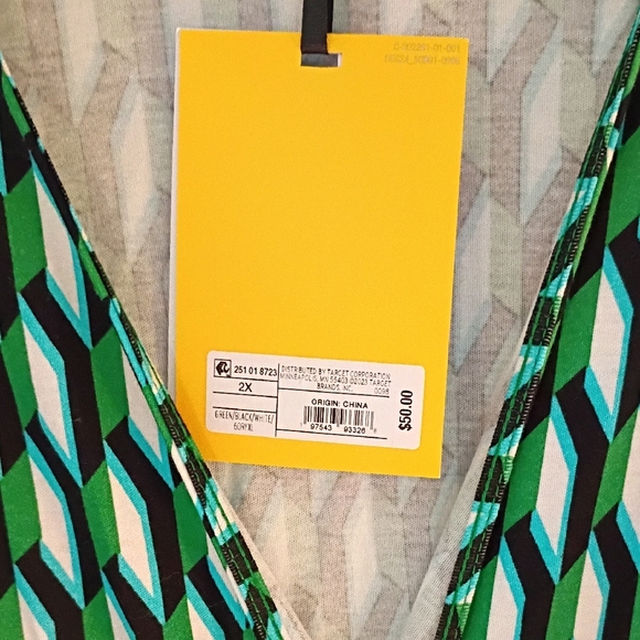 Diane Von Furstenberg Green and Black Patterned Wrap Dress - Picture 3 of 5